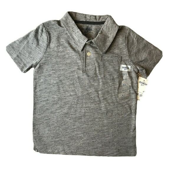 OshKosh Classic Polo Shirt Top Boys Size 4T NEW! Grey Gray Black Osh Kosh NWT - Picture 1 of 9
